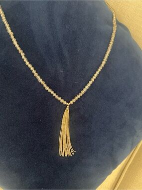 LOFT Crystal and silver tone Tassel Beaded Necklace - Women's Jewelry
